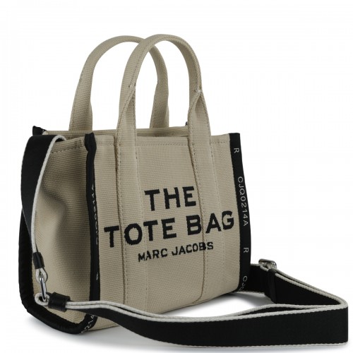 BEIGE AND BLACK CANVAS TOTE BAG