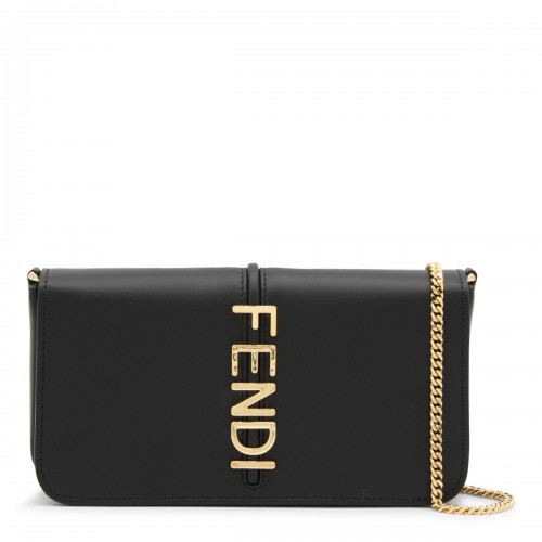 BLACK LEATHER WALLET ON CHAIN