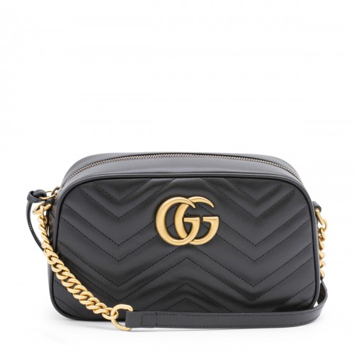 BLACK LEATHER GG MARMONT 2.0 SHOULDER BAG