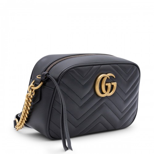 BLACK LEATHER GG MARMONT 2.0 SHOULDER BAG