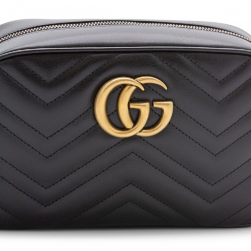 BLACK LEATHER GG MARMONT 2.0 SHOULDER BAG