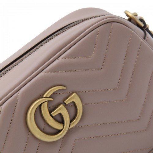 BEIGE LEATHER GG MARMON 2.0 SHOULDER BAG