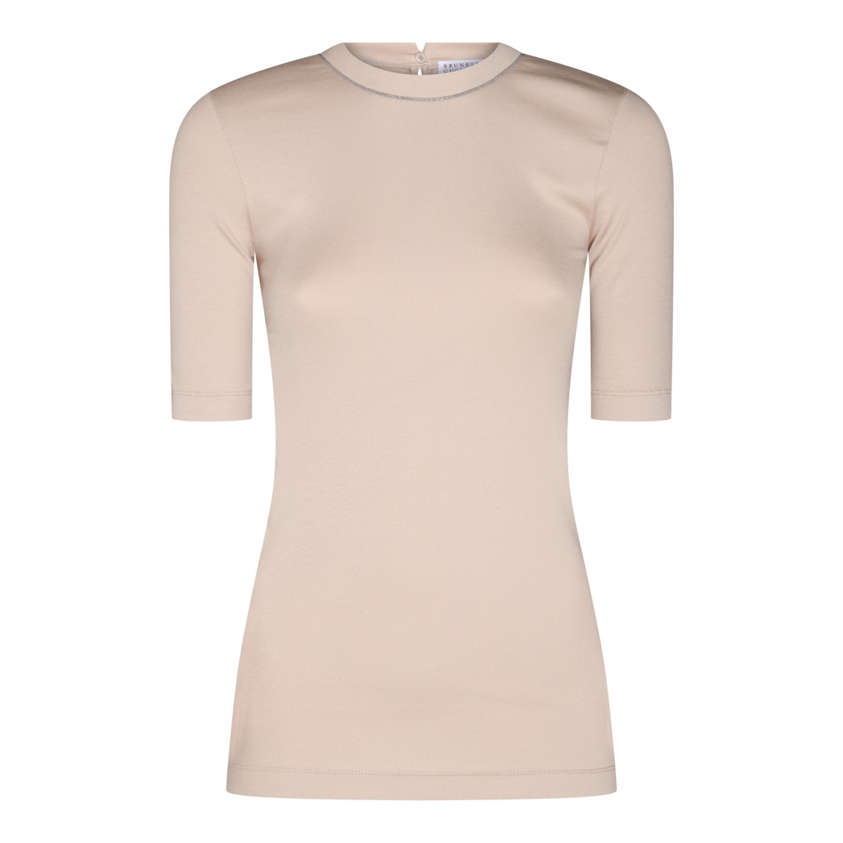 BEIGE COTTON STRETCH T-SHIRT