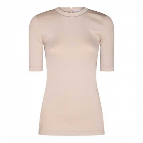 BEIGE COTTON STRETCH T-SHIRT