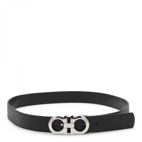 BLACK AND BROWN LEATHER GANCINI BELT