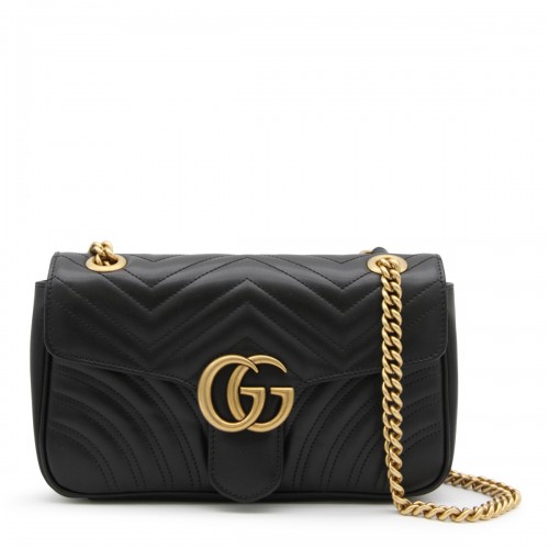 BLACK LEATHER GG MARMONT 2.0 SHOULDER BAG