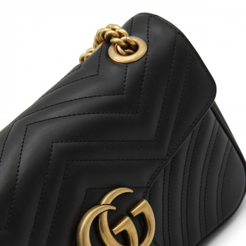 BLACK LEATHER GG MARMONT 2.0 SHOULDER BAG