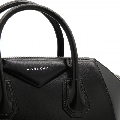 BLACK LEATHER ANTIGONA SMALL TOP HANDLE BAG