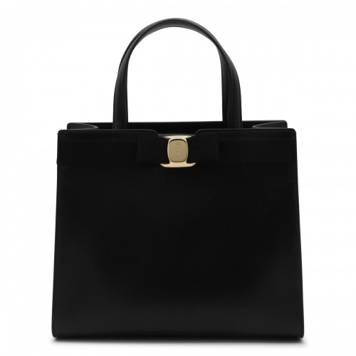 BLACK LEATHER VERA TOTE BAG