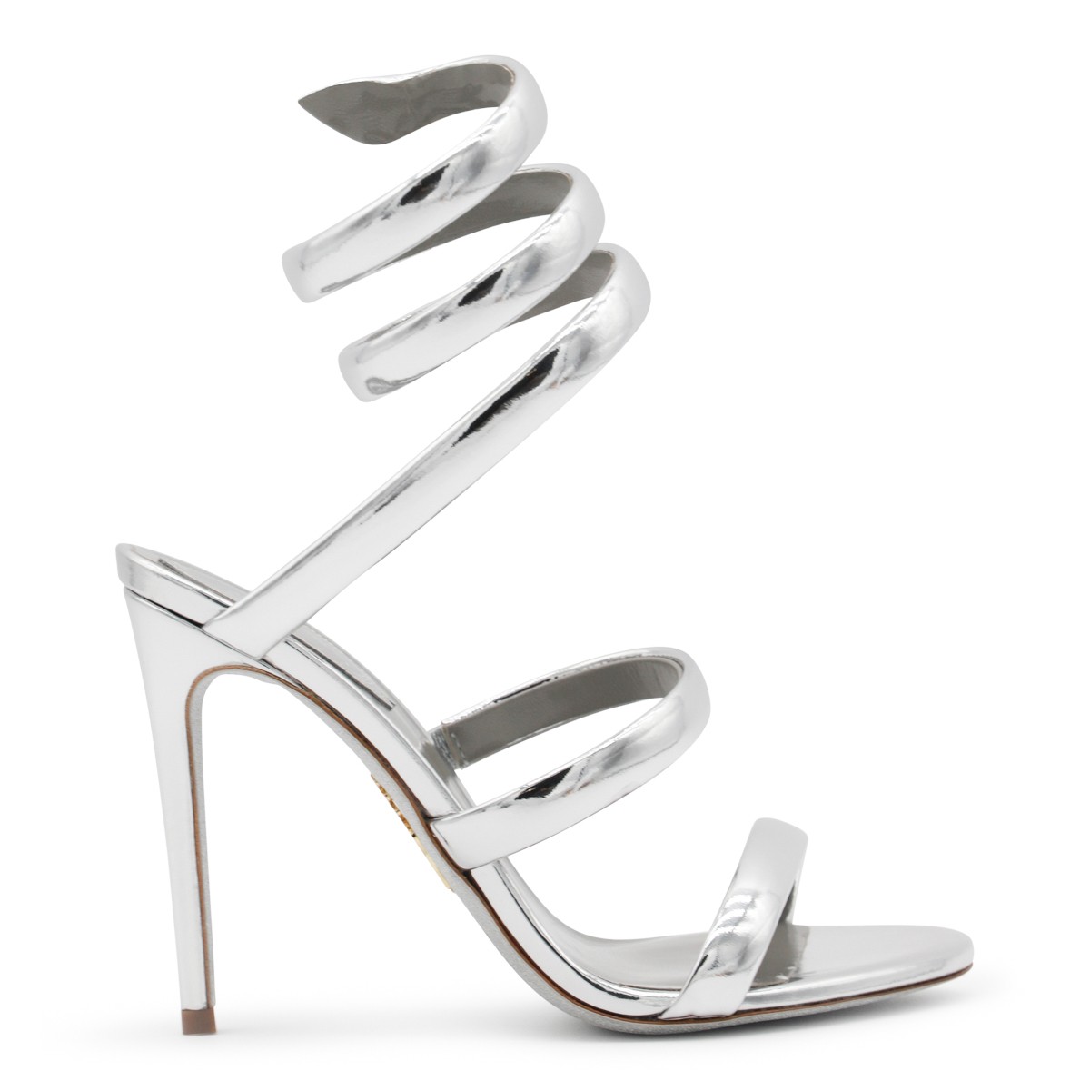SILVER TONE LEATHER CLEO SANDALS