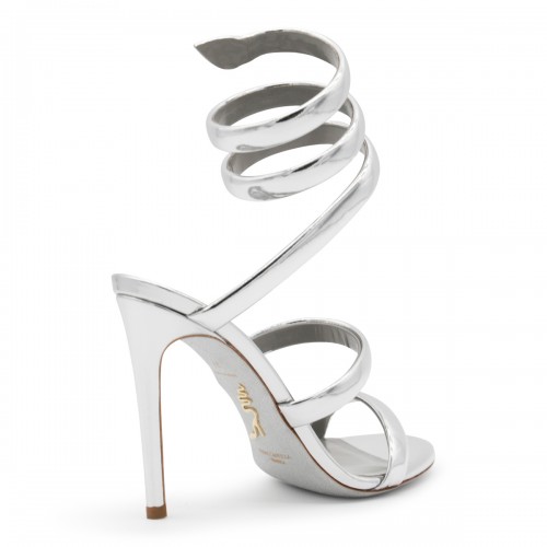 SILVER TONE LEATHER CLEO SANDALS