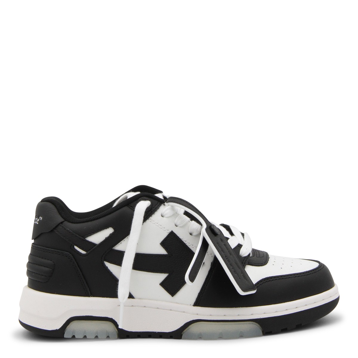 BLACK AND WHITE LEATHER OUT OF OFFICE SNEAKERS