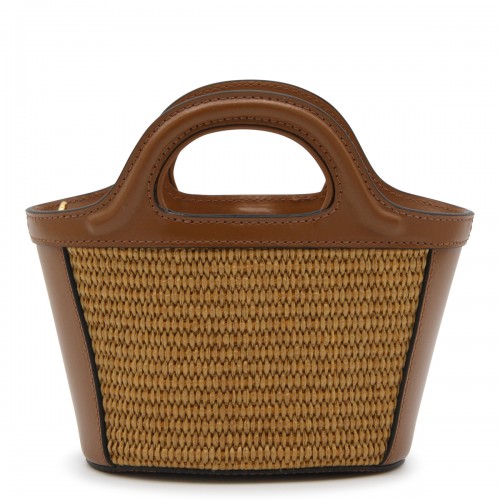 BROWN CANVAS AND LEATHER TROPICALIA MINI TOP HANDLE BAG