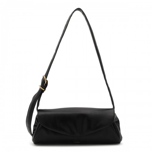 BLACK LEATHER CANNOLO SHOULDER BAG