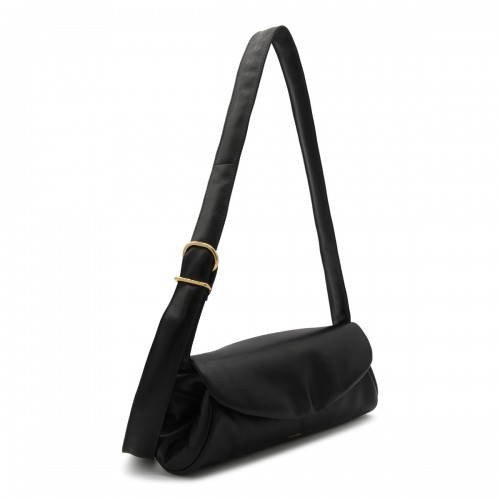 BLACK LEATHER CANNOLO SHOULDER BAG