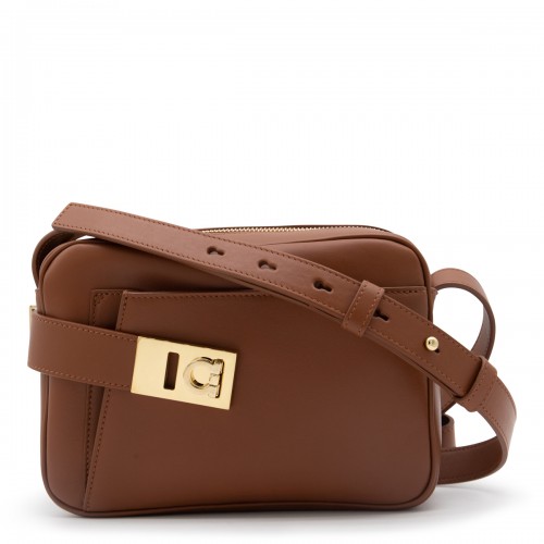 BROWN LEATHER CAMERA CASE S CROSSBODY BAG