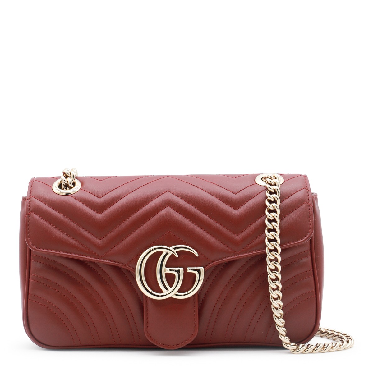 RED LEATHER GG MARMONT 2.0 SHOULDER BAG