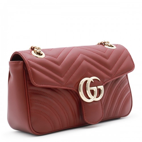 RED LEATHER GG MARMONT 2.0 SHOULDER BAG