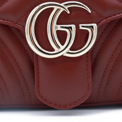 RED LEATHER GG MARMONT 2.0 SHOULDER BAG