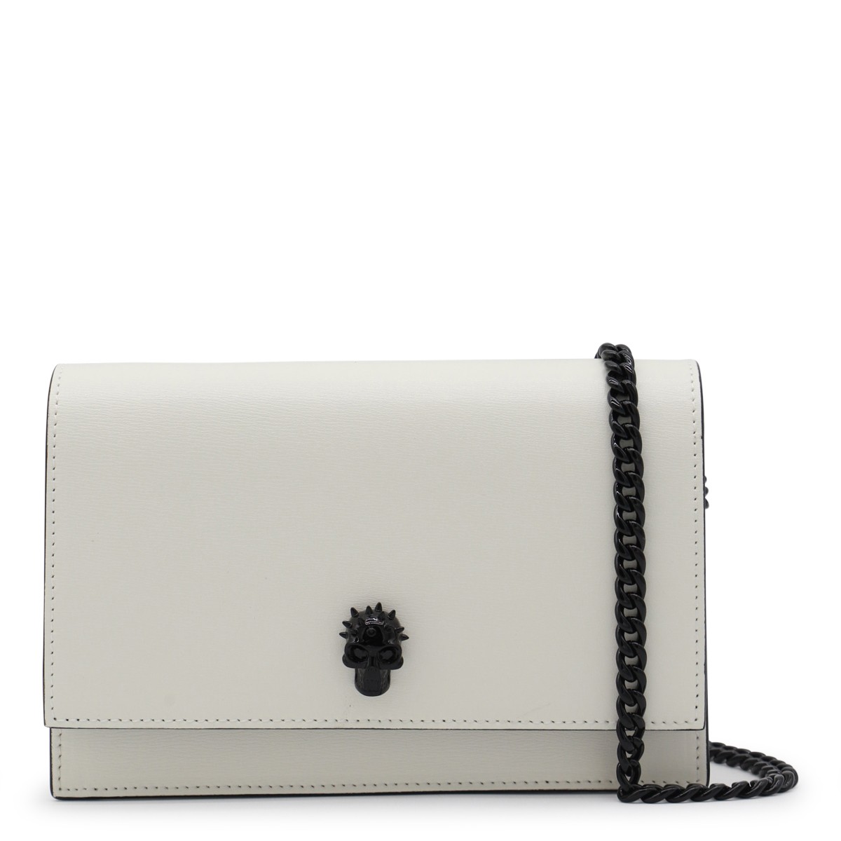 WHITE AND BLACK LEATHER SHOULDER BAG