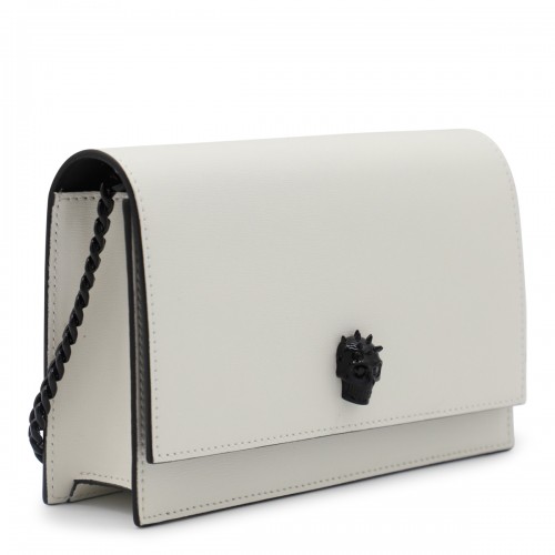 WHITE AND BLACK LEATHER SHOULDER BAG