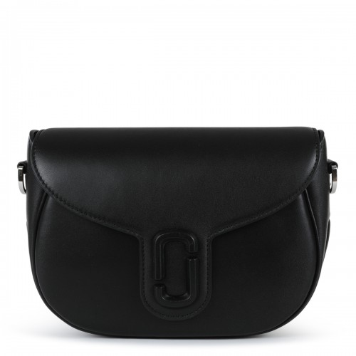 BLACK LEATHER COVERED J MARC SADDLE CROSSBODY BAG