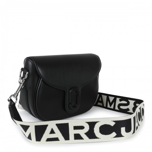 BLACK LEATHER COVERED J MARC SADDLE CROSSBODY BAG