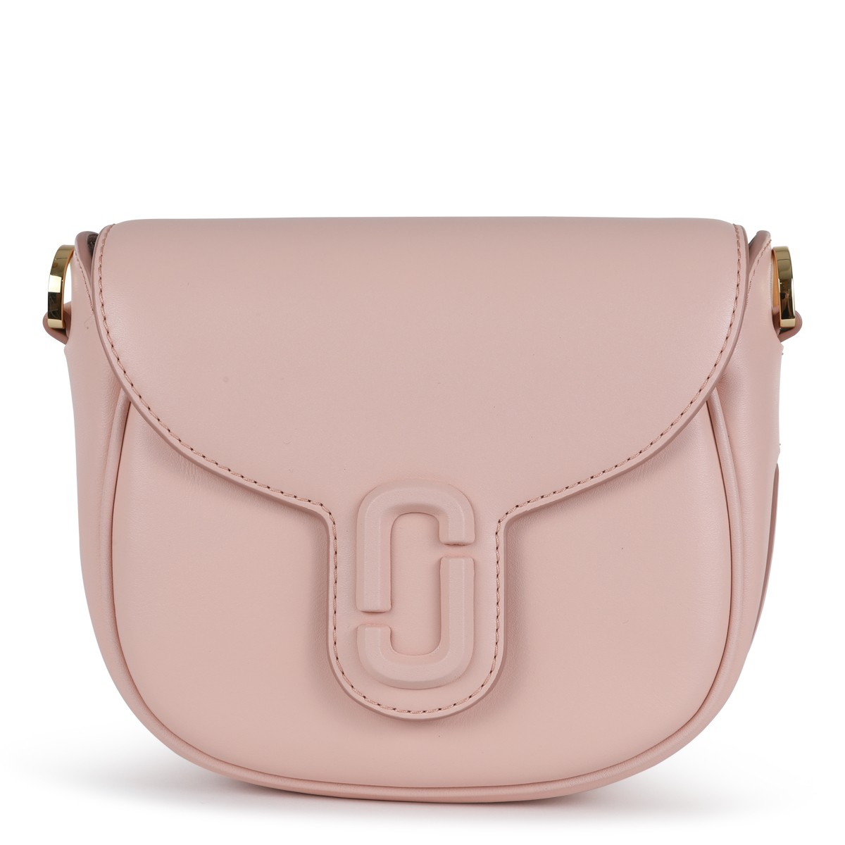 PINK LEATHER COVERED J MARC SADDLE CROSSBODY BAG