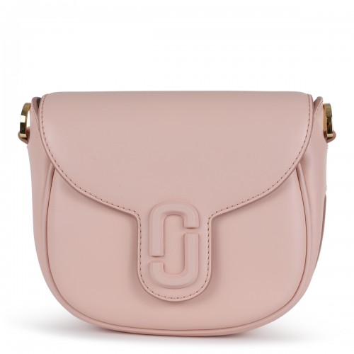 PINK LEATHER COVERED J MARC SADDLE CROSSBODY BAG