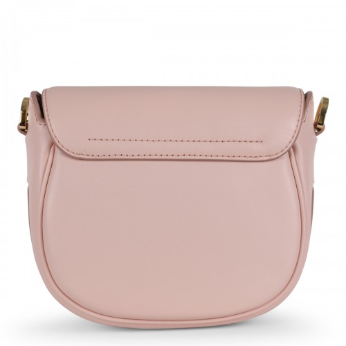 PINK LEATHER COVERED J MARC SADDLE CROSSBODY BAG