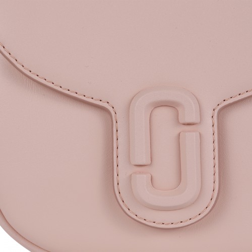 PINK LEATHER COVERED J MARC SADDLE CROSSBODY BAG