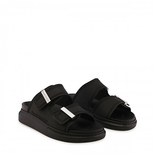 BLACK HYBRID FLATFORM SANDALS