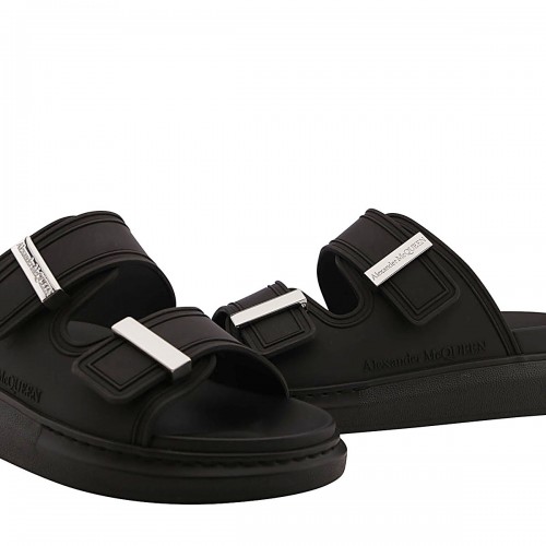 BLACK HYBRID FLATFORM SANDALS