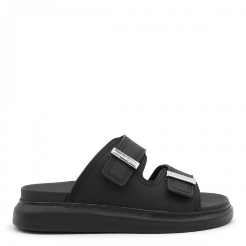 BLACK LEATHER HYBRID SANDALS