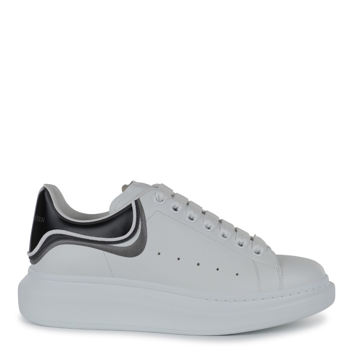 WHITE AND SILVER LEATHER SNEAKERS