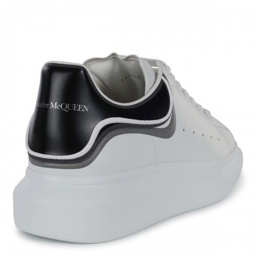 WHITE AND SILVER LEATHER SNEAKERS