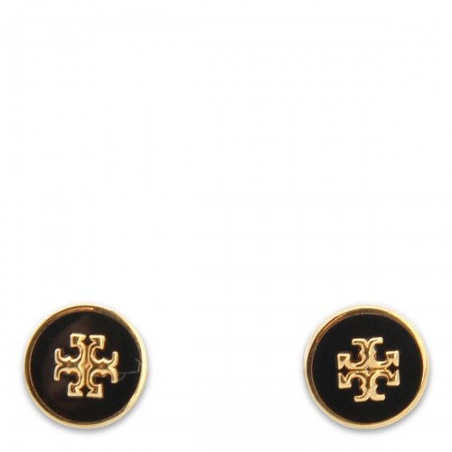 BLACK AND GOLD-TONE BRASS EARRINGS