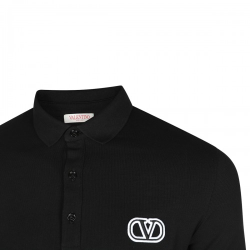 BLACK COTTON POLO SHIRT