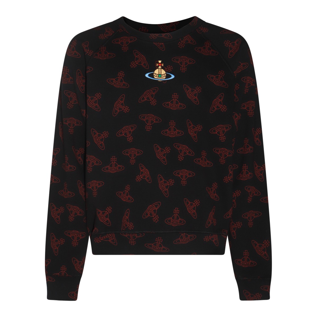 BLACK AND RED COTTON SWEATSHIRT