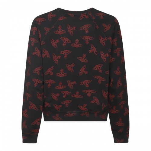 BLACK AND RED COTTON SWEATSHIRT