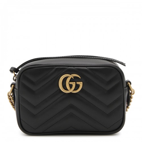 BLACK LEATHER GG MARMONT SHOULDER BAG