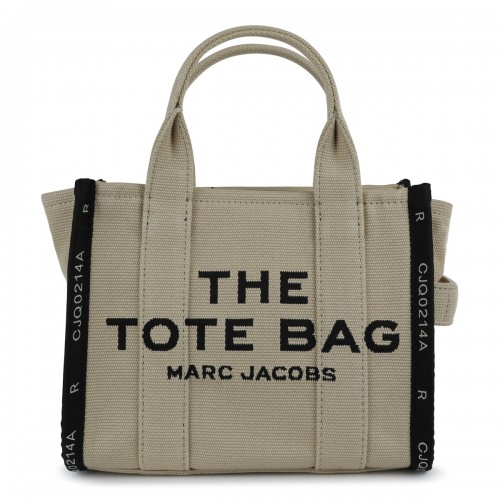 BEIGE AND BLACK CANVAS TOTE BAG