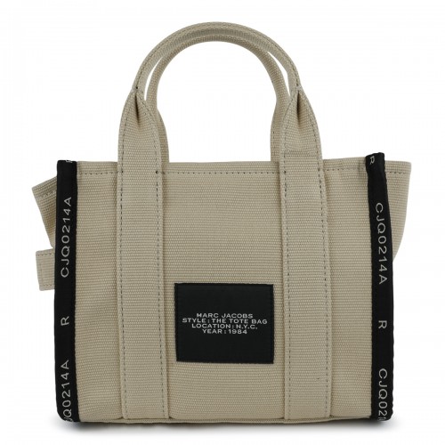 BEIGE AND BLACK CANVAS TOTE BAG