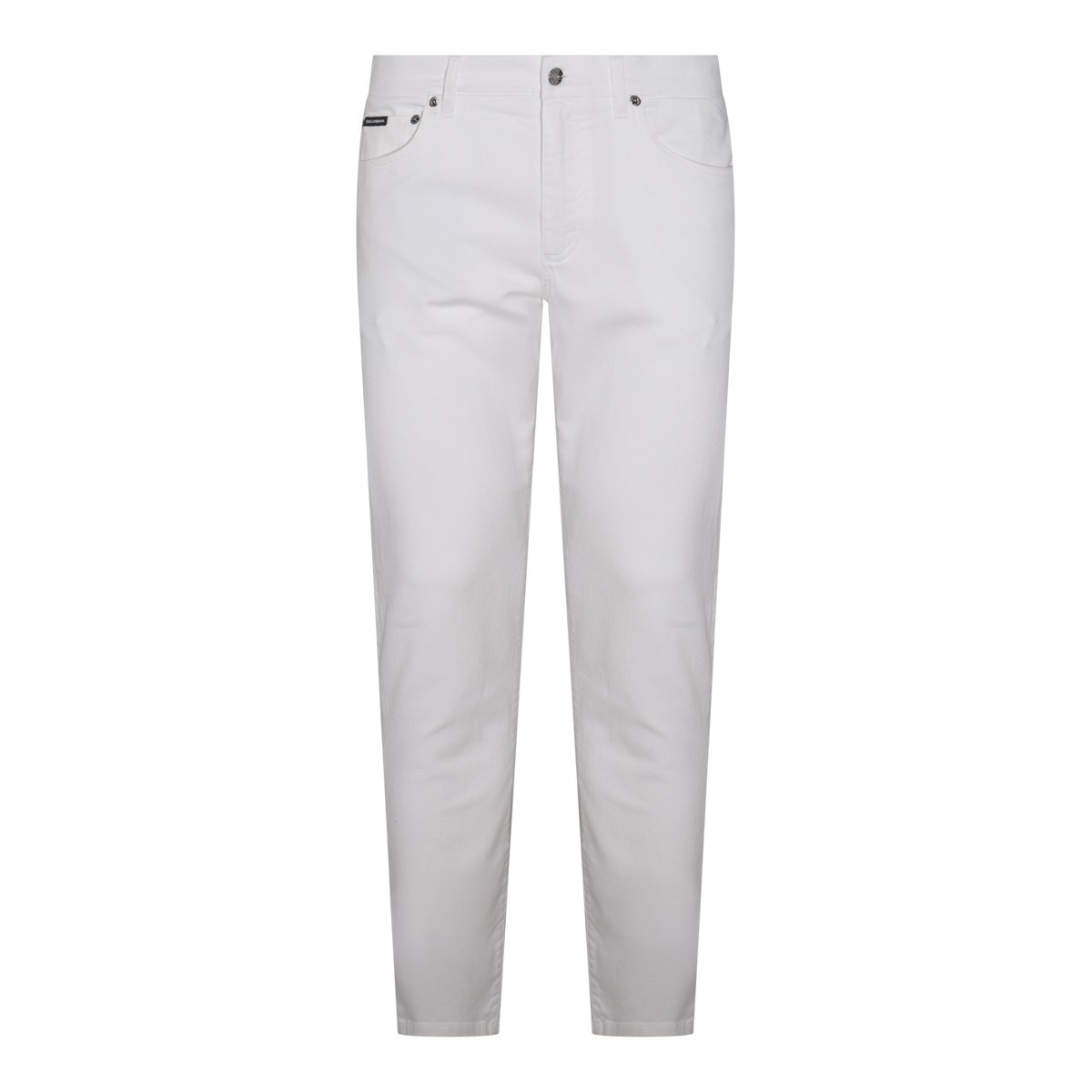 WHITE COTTON BLEND JEANS