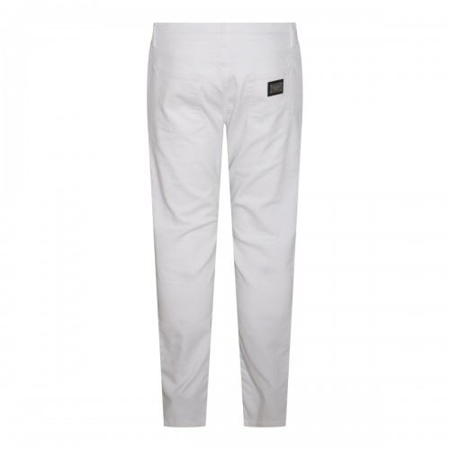 WHITE COTTON BLEND JEANS