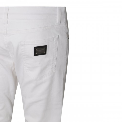 WHITE COTTON BLEND JEANS