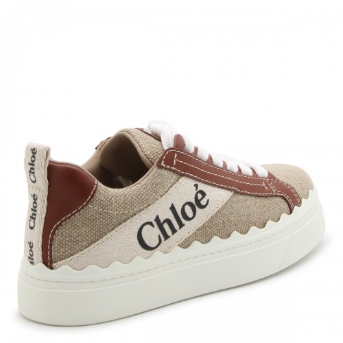 WHITE AND BROWN CANVAS LAUREN SNEAKERS