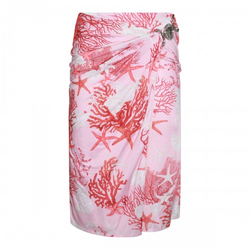 PINK AND WHTE VISCOSE SKIRT