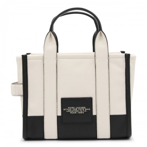 WHITE AND BLACK LEATHER THE COLORBLOCK SMALL TOTE BAG