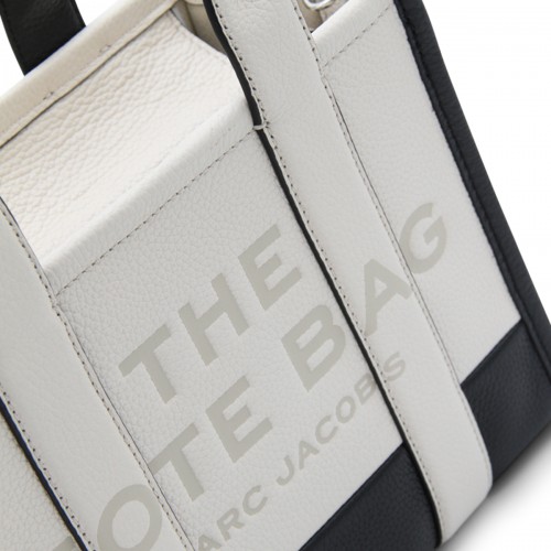 WHITE AND BLACK LEATHER THE COLORBLOCK SMALL TOTE BAG